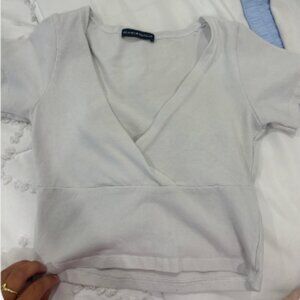 Brandy Melville White Crossed Cropped